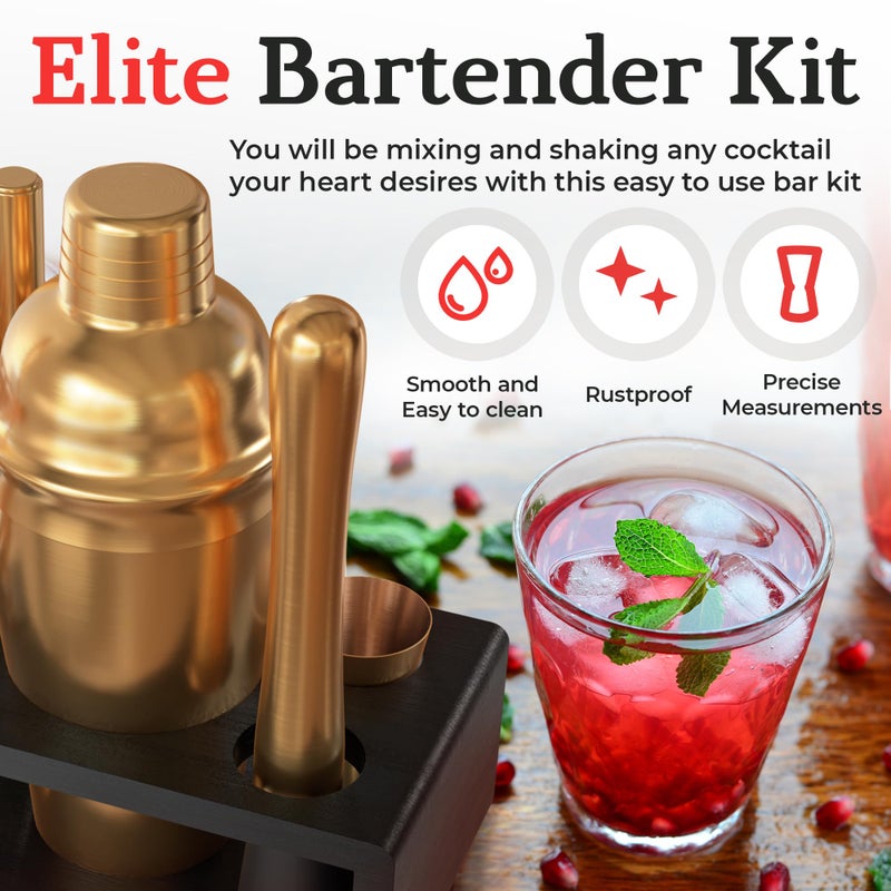 Highball  Chaser Highball & Chaser Cocktail Shaker Set: Bartender Kit for Home Bar Mixology Cocktail Bar Set Plus E-Book with 30 Recipes (Antique Gold) - Image 4